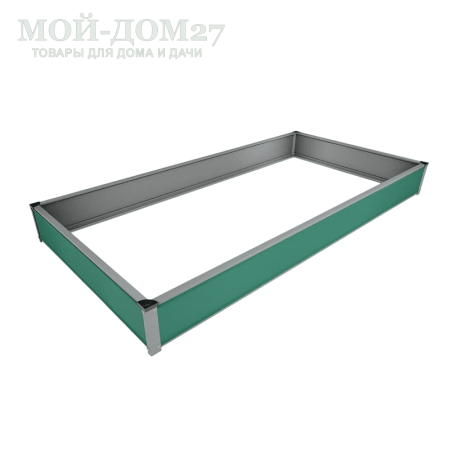 Оцинкованная грядка 1х9,8 метра | Мой-Дом27 | Длина: 9,8 метров. Ширина: 1 метр. Высота: 0,185 метра<br>
 Идеально подойдет для теплицы, благодаря своему укороченному размеру помещается внутри теплицы<br>
Материал: Оцинкованная сталь с нанесенным на нее полимерным покрытием зеленого цвета снаружи грядки и белого с внутренней стороны